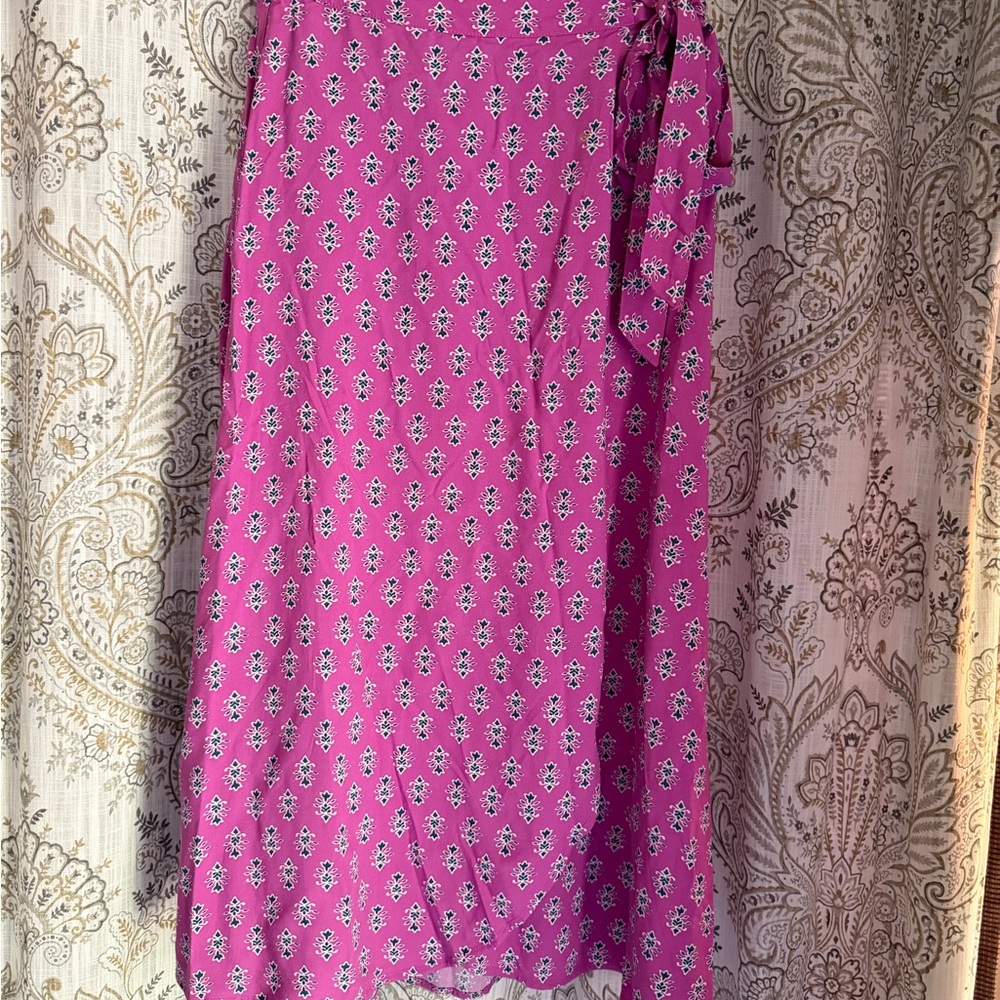 J. Crew Fuchsia Floral Wrap Skirt
